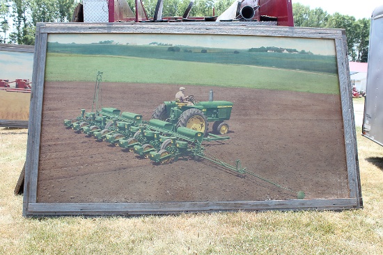 9.5X5.5 MURAL OF A JOHN DEERE 4010 AND AN 8 ROW 4094 PLANTER- CAME FROM THE LECLAIR HOTEL IN MOLENE,