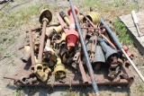 PILE OF PTO, SHAFTS, 3 PT. PIECES AND ETC.