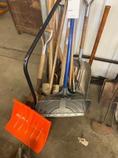 Snow shovels, shovels, and rakes