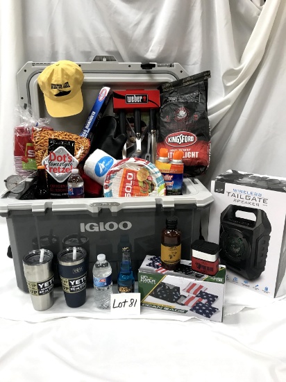 Tailgate Package- Igloo Cooler, Yeti's, snacks, grill accessories & essenti