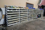 6-Section Hardware Display Rack with contents
