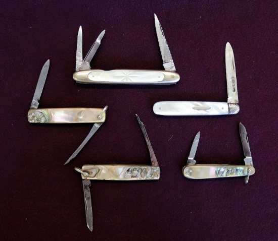 Lot of (5) Abalone Shell/Pearl Pocket Type Knives