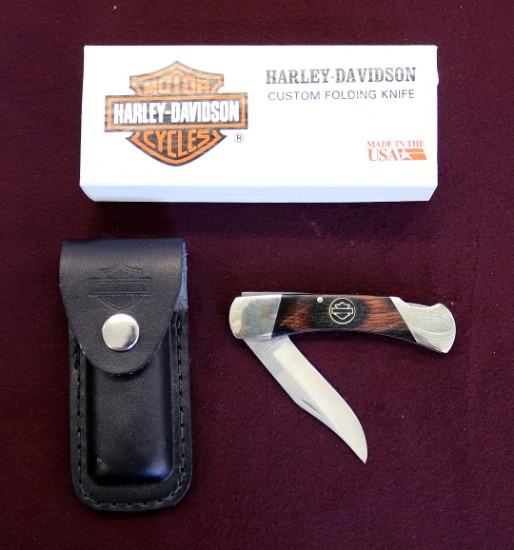 Harley Davidson Custom Folding Knife with sheath