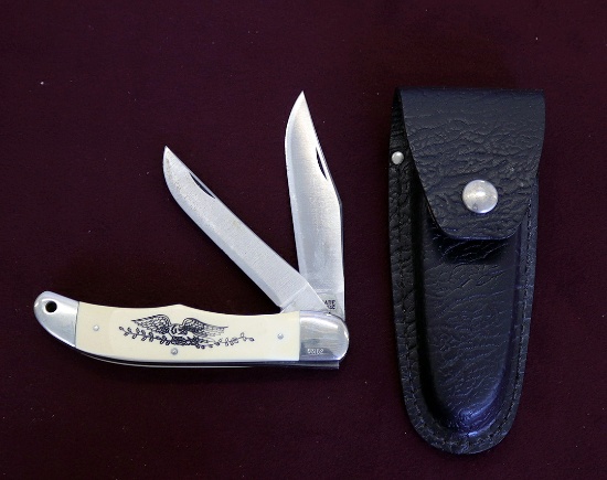 Schrade USA Scrimshaw 2-Blade Folding Knife