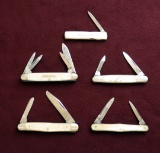 Lot of (5) Vintage Pearl Type Handle Pocket Knives