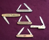 Lot of (5) Vintage Promotional Pocket Knives
