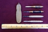 Lot of (4) Eagle Pencil Co. Knives & Antique Carrying Pouch