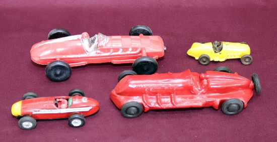 (4) race cars: Hubley, Auburn, Scalextric and other racer