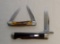 (2) KNIVES A CASE  MUSKRAT 1993 ABCA 1/800 STAG HANDLED FOLDING KNIFE AND A SXM 1993