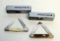 (2) KA-BAR 2 BLADE FOLDING KNIVES (1) W/ IVORY HANDLE AND THE OTHER ONE STA