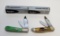 (2) DOG HEAD KA-BAR KNIVES:  1990 LIMITED EDITION #KLO90 2 BLADE W/ GREEN H