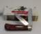 WINCHESTER BURNT ORANGE BONE JIGGING SINGLE BLADE KNIFE AND BOX