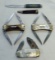 (4) FIGHT'N ROOSTER CLUB KNIVES: ELEPHANT TOE IN PEARL; BACK TO BACK MUSKRA