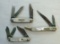 (3) MOTHER OF PEARL FIGHT'N ROOSTER KNIVES NICE 1991 FISH FIGHT'N ROOSTER,