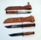 (3) COMBAT TYPE KNIVES KA-BAR USMC 50TH KORREAN WAR, KA-BAR USMC 30TH ANNIV
