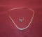 RING & NECKLACE SET WITH AQUAMARINE STONE, 14K GOLD