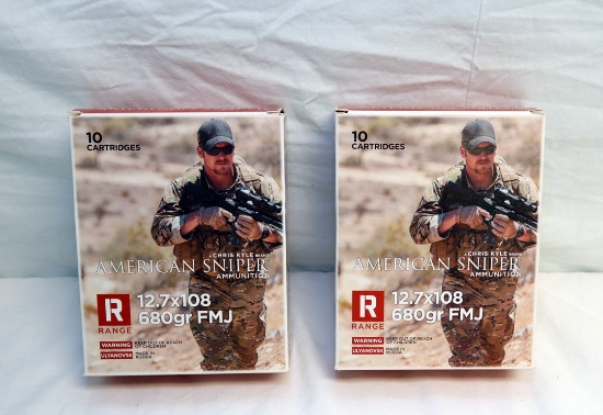 (2) BOXES OF AMERICAN SNIPER 12.7X108 680 GR