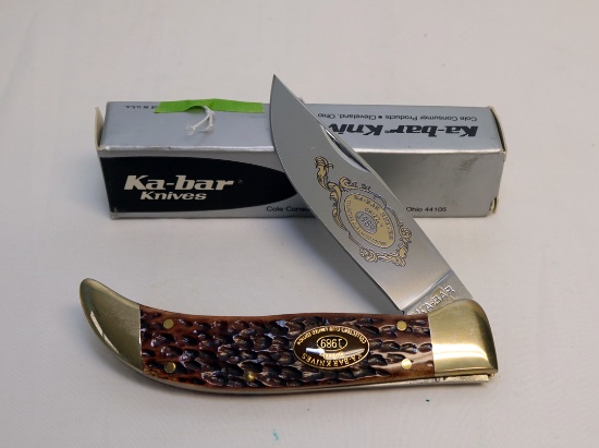 KA-BAR #1989 GRIZZLY SINGLE BLADE KNIFE AND BOX