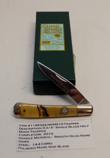 CANAL STREET 3.75" SINGLE BLADE HALF NKM 910 TRAPPER KNIFE AND BOX