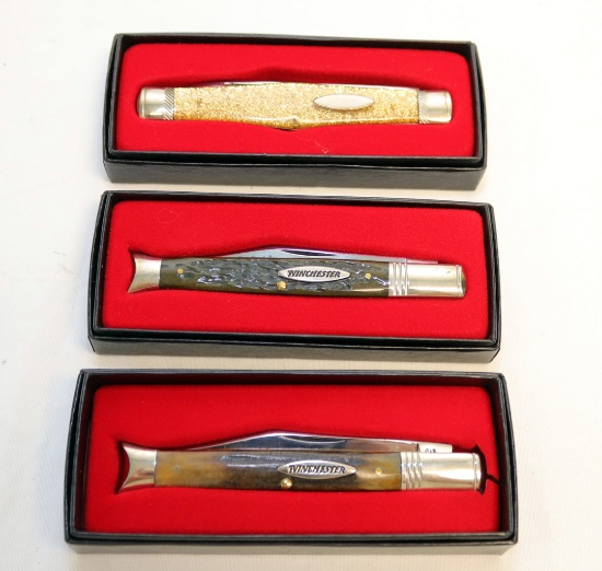 (3) WINCHESTER KNIVES: #2067 GOLDSTONE AND (2) 1901 1/2