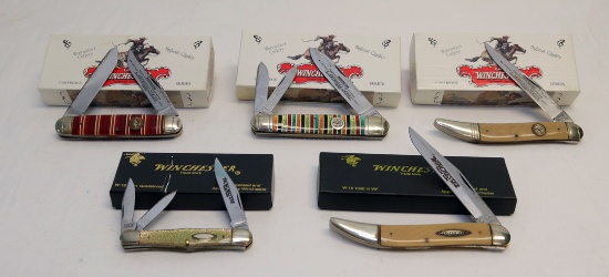 (5) WINCHESTER KNIVES: #1036 1/2 WF; #3971 GOLDSTONE; #10102 WF WATERFALL C