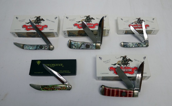 (5) WINCHESTER KNIVES ALL WITH RUSTED BLADES