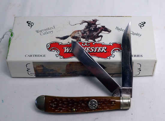WINCHESTER DOUBLE BLADE MODEL #W18 29004 1/2 BROWN BONED