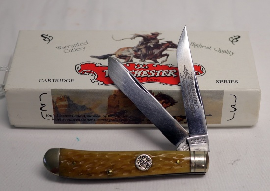 WINCHESTER 29004 DOUBLE BLADE KNIFE #40 TAN BONE