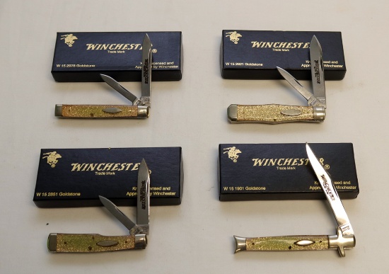 (4) WINCHESTER KNIVES: W29 21 GOLDSTONE, 1901 GOLDSTONE, 2978 GOLDSTONE, 28