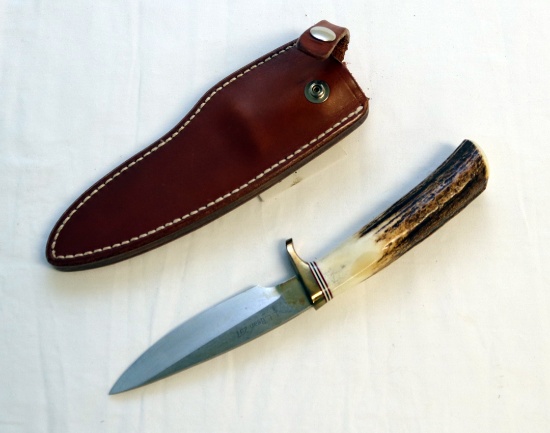 RANDALL LL BEAN #297 8.25" STAG HANDLED HUNTING KNIFE W/ SHEATH