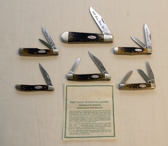 SET OF 6 CASE 1988 GREEN BONE KNIVES