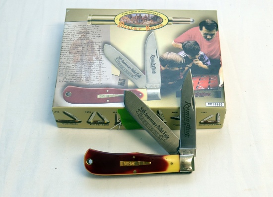 REMINGTON DOUBLE BLADE 20TH ANNIVERSARY OF BULLET KNIFE 82'-2002 IN ORIGINAL