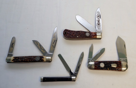 (4)KNIVES:  2008 3-BLADE CLUB KNIFE, 1988 NKCA CAMILLUS 2-BLADE, 1990 NKCA