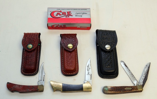 CASE MAKO SINGLE BLADE, CASE DOUBLE BLADE AND A CASE XX LOCK KNIFE ALL W/ S