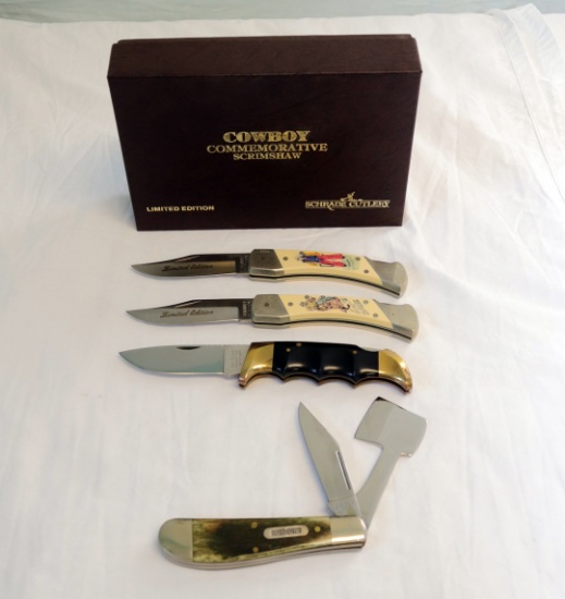 LIMITED SCHRADE COWBOY COMMEMORATIVE AND PONY EXPRESS COMMEMORATIVE FOLDING