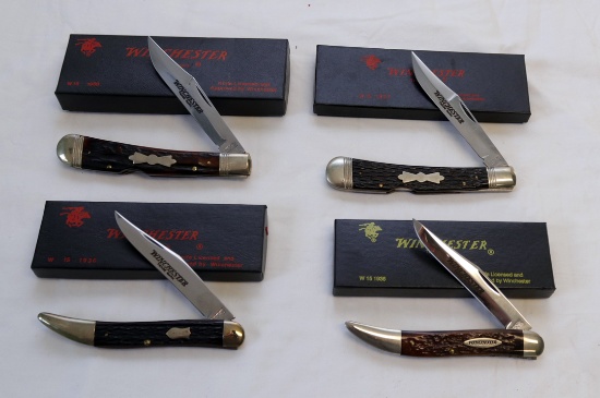 (4) WINCHESTER KNIVES IN ORIGINAL BOX 1927, 1936, 1936, AND 1950