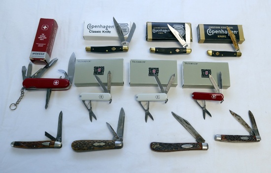 VICTORINOX SWISS ARMY, PLUS SEVEN OTHER VARIED OTHER POCKET KNIVES MOST OF