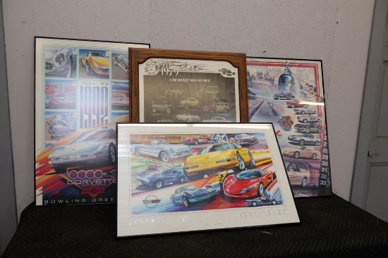 (4) CHEVROLET POSTERS, THE OFFICAL PACE CAR OF 1990, 1992, CORVETTES PAST P