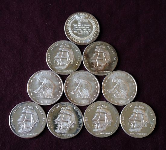 (10) 1 OZ SILVER ROUNDS