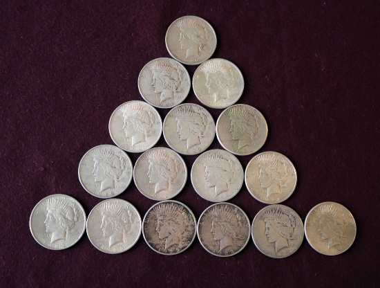 (16) PEACE DOLLARS