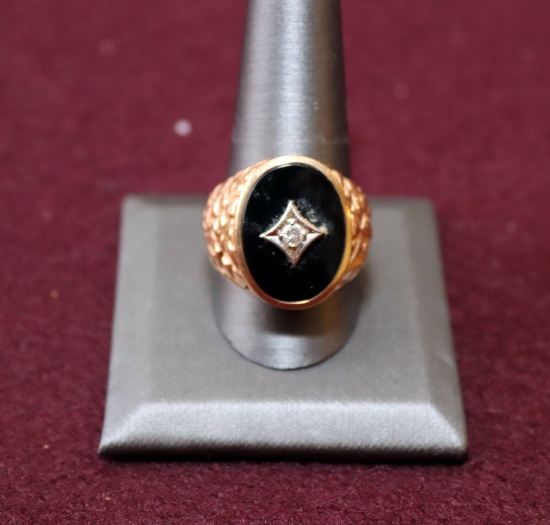 10 KY ONYX DIAMOND RING MENS