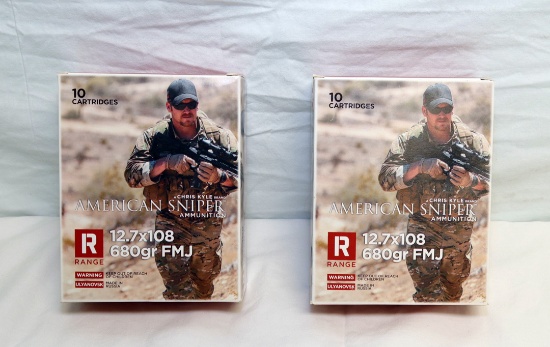 (2) TIN CARTRIDGE AMERICAN SNIPER 12.7X108  680 GRAIN BULLETS