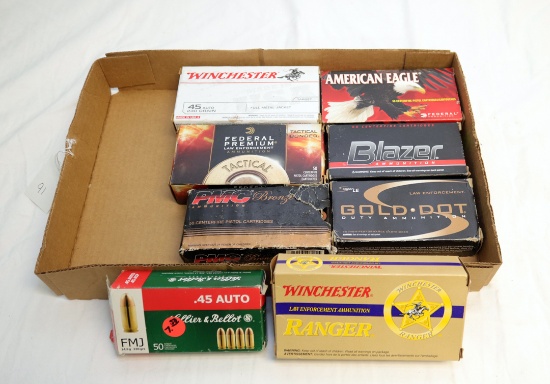(7) FULL BOXES AND A PARTIAL OF 45 AUTO