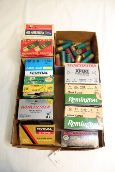 (4) FULL BOXES OF 12 GAUGE SHOTGUN SHELLS AND SOME 20 GAUGE SHOTGUN SHELLS