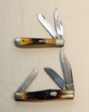(2) KNIVES, A CASE 1992 STAG HANDLED FOLDING DOUBLE BLADE KNIFE AND A SXM 1