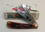 WINCHESTER 29105 RIFLE SHIELD BURNT ORANGE BONED SINGLE BLADE KNIFE W/ BOX