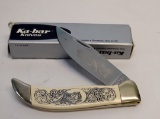KA-BAR SINGLE BLADE MODEL CK88 GRIZZLY ETCHED KNIFE AND BOX