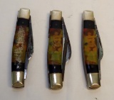 3 FIGHT'N ROOSTERS 3 BLADE NUDE KNIVES
