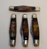 4 FIGHT'N ROOSTERS NUDE POCKET KNIVES VARIED BLADES