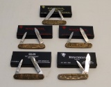 (5) WINCHESTER BRONZE KNIVES 94 CARBINE-70-125 ANNIVERSARY-1892 AND 1894